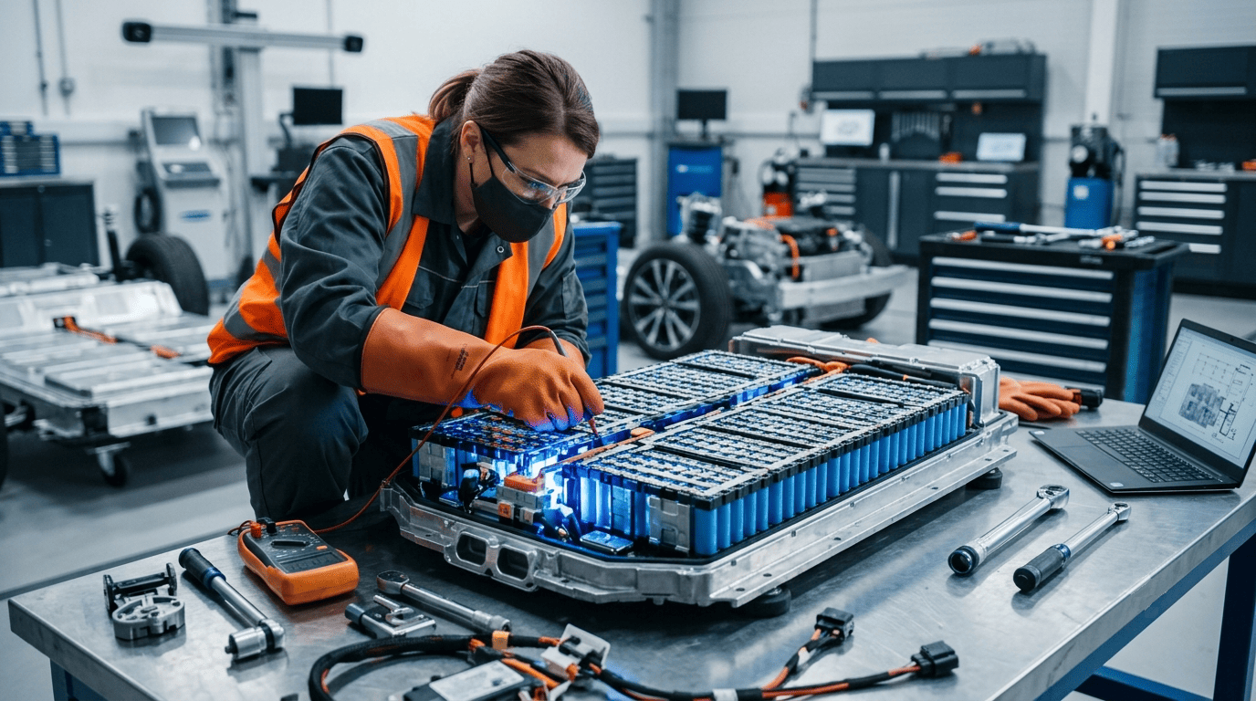 Vehículo eléctrico o sistema de alto voltaje en diagnóstico